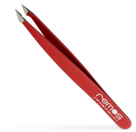 REMOS Kombipinzette aus rostfreiem Edelstahl 9.5 cm - 2in1 für Splitter & Haare - Rot