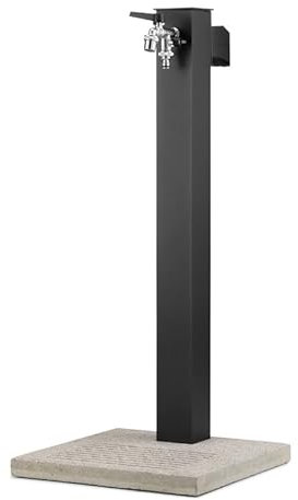 Belfer 42QRRB Fontana a Colonna con Base in Cemento Doppio Rubinetto Gancio Porta Gomma dell'Acqua Colore Antracite