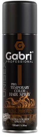 Gabri Dark Brown Pro Temporary Color Hair Spray 150 ml - Color De Cabello Marrón Oscuro Temporal