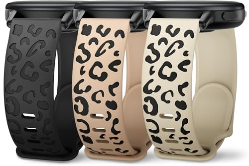 Wizvv Bracelet de 20 mm avec gravure léopard, compatible avec Garmin Venu, Vivoactive, Forerunner, pour différents modèles