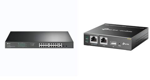 TP-Link TL-SG1218MP 16-Port Gigabit PoE LAN Switch & OC200 Omada Hybrid PoE Hardware Controller für EAP Serie
