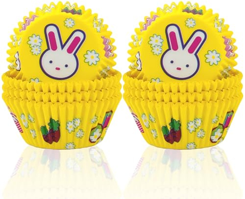 200 Stück Mini Muffins Papierförmchen,Gelb Ostern Muffinförmchen Papier,Cupcake Förmchen,Gelb Kaninchen Muffinförmchen Papier Klein für Backen, Dessert Ostern Valentinstag Geburtstag Hochzeit Deko