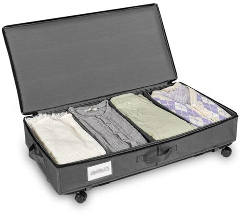Rollende Unterbettkommode mit Rollen & Deckel – Organizer-Schublade für Kleidung, Bettdecken, Bettwäsche, Schuhe – Unterbett-Aufbewahrungsbox für einfachen Zugang