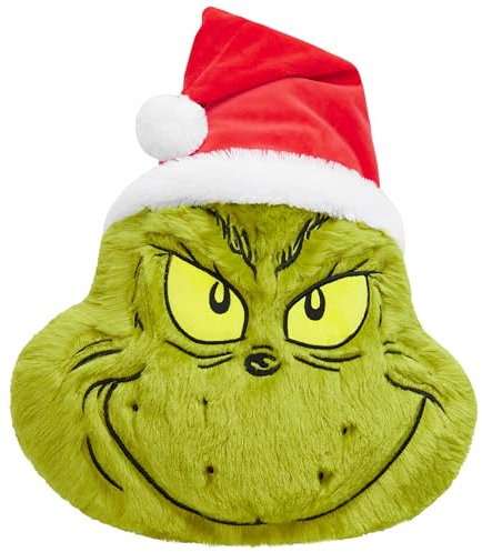 The Grinch 3D Plush Pillow Cushion for Bed, Sofa, Cuddle Cushion Christmas Decor 52x34.5x10.5cm Festive Bedroom Accessories Xmas Gifts