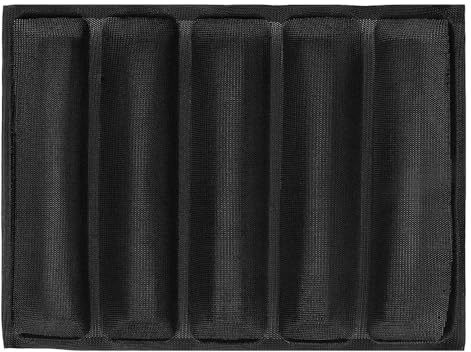 Sarini Breadstick Baking Pan Mould – Silicone Fiberglass Mesh Bread Mould, Black, 5 Compartments, Ventilation Hole Design Soft High Temperature Resistant Freezable