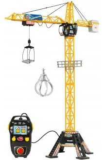 cavernedesjouets Mega Grue filoguidée 120 cm - Rotation 350 degré - cochet de la Grue se déplace - Engin de Chantier géant - Set Grande Grue télécommande et 1 Carte Tigre