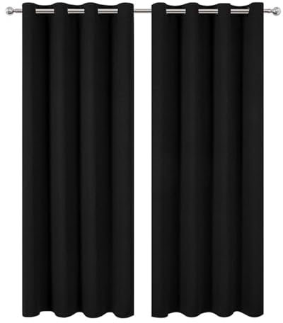Blackout Sliding Glass Door Curtain Set Extra Wide 52Wx63Linch Grommet Thermal Insulated Light Blocking Drape for Living Room Patio or French Door Black 2 Panels