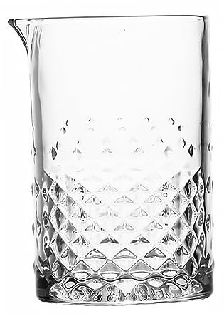 WATIIFUFU Cocktail Mixing Glass Professional Bar Stirring Glass for Cocktails Thick Bottom Crystal Carved Design for Bar Drink Mixer