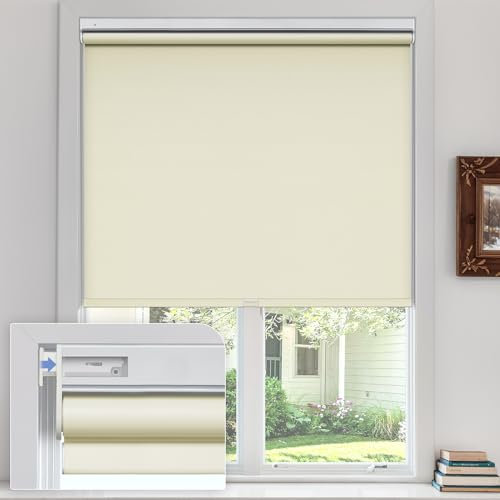 Kabellose Verdunkelungsrollos, einfache Montage, Raumverdunkelung, für Fenster, zuschneidbar, UV-Schutz, Thermo-Rollos für Zuhause, Büro, Aprikosencreme, 74 cm B x 165 cm H