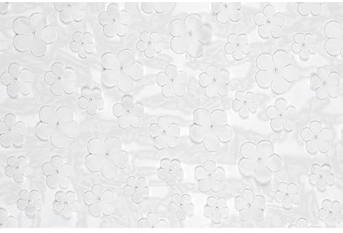 PartyDeco Tischläufer mit Blumen 26cm x 5m - Tischband für Hochzeit Ostern - Tischdeko mit Blumenmuster - Fotohintergrund Deko Stoff - Eventdeko Tischdecke - Dekostoff - Weiß