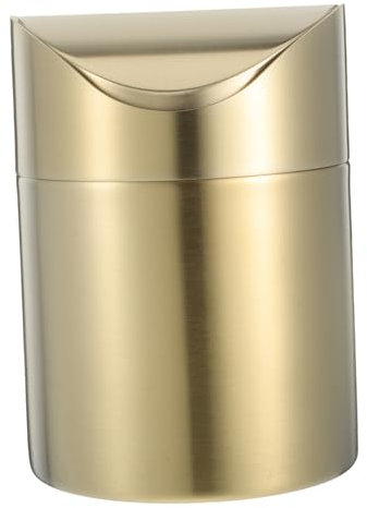 Acier Inoxydable Mini Poubelle de Bureau Or, avec Couvercle
