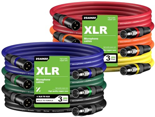 Aokeo Cables XLR de macho a hembra, 3 pines, equilibrados, para micrófono, mezclador, sistema de altavoces, alimentación Phantom (1 m)