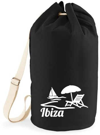 Huuraa Seesack Ibiza Spanien 20 Liter Black Baumwolle Rucksack Geschenkidee