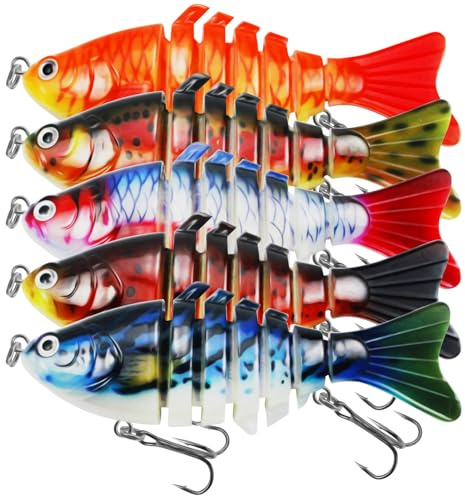 L PATTERN Angelköder Crankbait 5PCS Swimbait Angeln Köder Set Wobbler Hecht Forelle Köder Zander Angelzubehör, Jerkbait Kunstköder für Süßwasser, Salzwasser, B Set