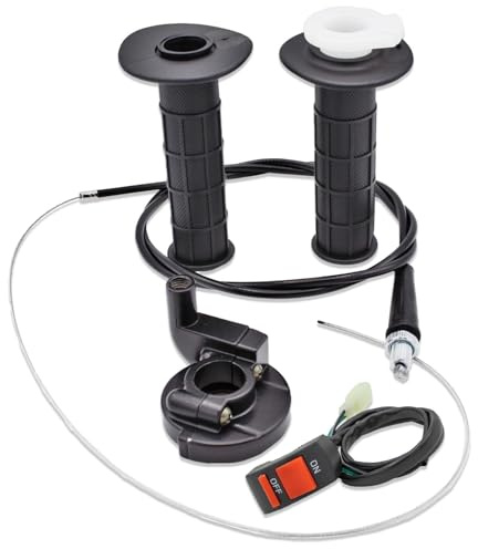 Jiavlyx Manopole Acceleratore, Cceleratore Moto 22mm, 2 Manopole + 1 Cavo Acceleratore + 1 Sedile Acceleratore + 1 Interruttore, Per Moto Da Cross 50-250cc, Bici Da Cross, Pocket Bike