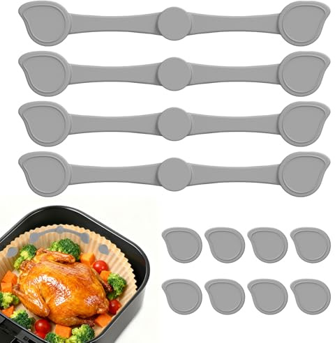Lot de 12 Silicone Aimant Air Fryer Boucle Magnétique En Silicone pour Friteuse à Air Aimants De Doublure De Friteuse à Air pour Sécuriser Les Doublures En Papier Parchemin