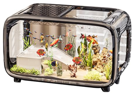 Kits De Inicio Del Acuario - Tanque De Acuario Compacto | Tistana De Pescado | Nano Aquariums Autolimpiadores | Configuración Acuática Para Principiantes Adecuada Para El Hogar, Oficina, Niños, Pescad