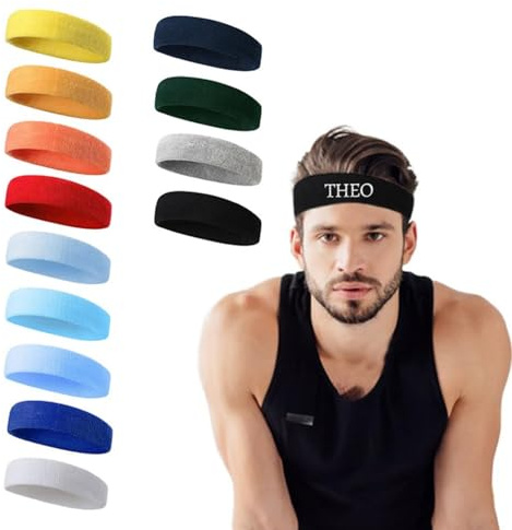 Personalisierte bestickte Sportstirnbänder, weich, schweißabsorbierend, superelastische individuelle Stirnbänder für Männer, Frauen, Sport, Yoga, Basketball und andere tägliche Aktivitäten