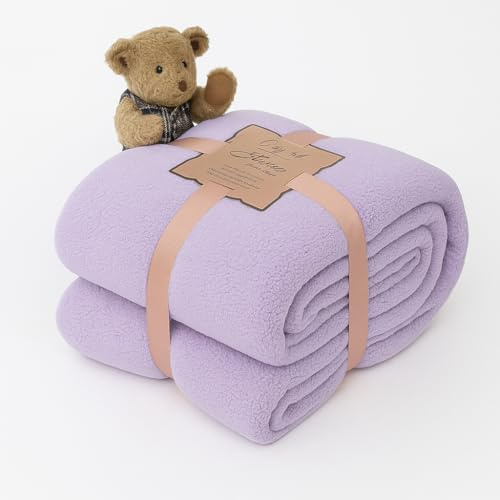 Luxury Teddy Soft Fleece Blanket Throw – Ultra Warm & Cozy Sofa Bed Cover – Double & King Size – Lightweight, Easy Care (Lilac, Double)