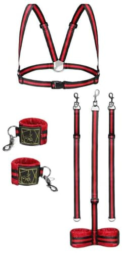 Set de bondage rojo con esposas y cuerda – Kit BDSM para parejas, accesorios eróticos para juegos de rol y momentos intensos, esposas suaves con cuerda para experiencias sensuales y excitantes