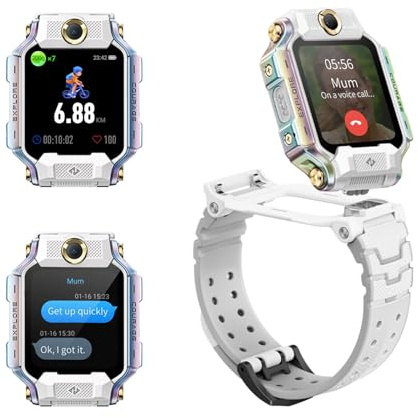 imoo X10 Smart Watch for Kids with Video Voice Call,Kids GPS Tracker White | 5MP+8MP Detachble Dual Camera,1+32GB,Anti-Shake,IP68 Swimming Waterproof,Add Friends,SOS,14-Day Track,1-2 Days Use,Kids Watch