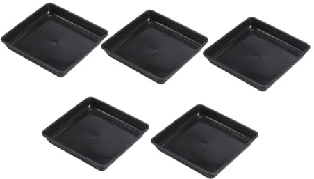 Artibetter Paletas De Macetas Cuadradas Negras 15x15 Cm para Jardinería, Soporte Plástico Resistente y Reutilizable, Bandejas Colectoras De Agua para Plantas En Interior y Exterior, Juego De 5 Piezas