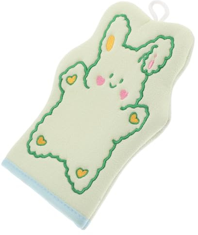 CORHAD Kids Exfoliating Bathing Glove with Cartoon Rabbit Design Soft Viscose and Cotton Fabric Powerful Mud Removing Effect Suitable for Boys and Girls Bath Time