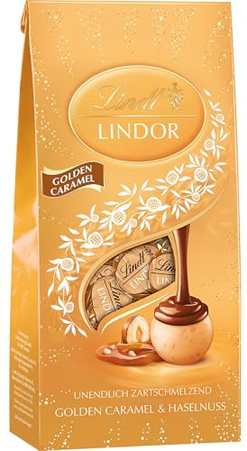 Lindt Schokolade | LINDOR Kugeln Golden Caramel, 137g Beutel, Geschenk