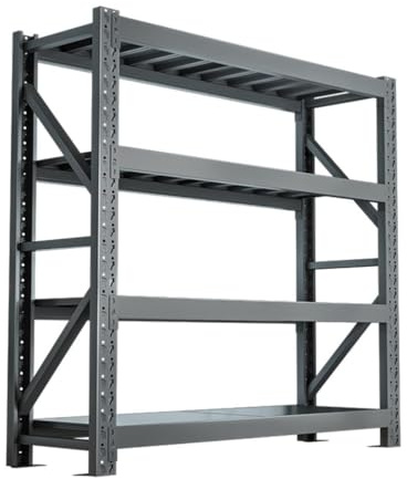 Scaffalatura in metallo resistente, sistema di scaffalatura a 4 livelli, robusta unità nera (180,3 x 159,9 x 50,8 cm) per garage, officina, magazzino, soluzioni di archiviazione per massimizzare lo