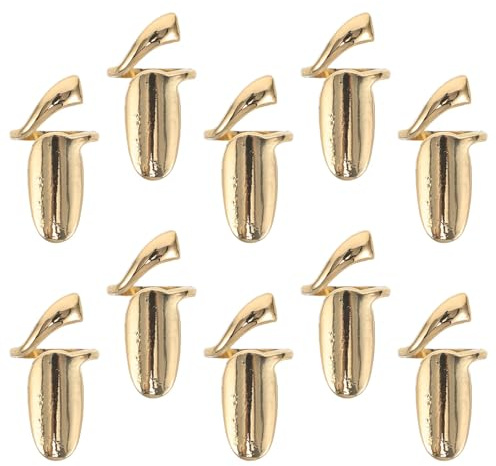 ULTECHNOVO Anillos para Uñas de Aleación Dorados, 10 Pcs, Ajustables y Fáciles de Limpiar, Anillo Punta del Dedo del Nudillo, para Manicura y Eventos Sociales