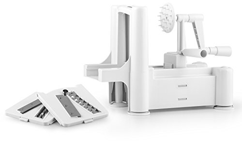 H&H 3-Blades en Espiral Slicer para Frutas y Verduras, Blanco/Verde Lima,