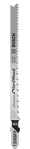 Bosch Professional 5 Stück Stichsägeblatt T 308 BFP Precision for Wood (für Holz, Länge 117 mm, Zubehör Stichsäge), 2608636737
