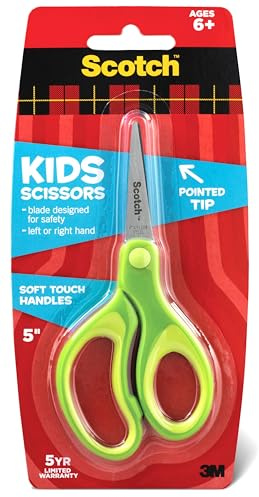 Scotch 1442P Kinder 12 cm Kinder Schere spitz Soft-Touch-Griffe, violett/grün
