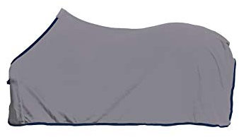 HKM Abschwitzdecke -Alaska-hellgrau/dunkelblau,Rückenlänge 135 cm