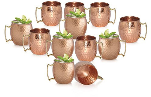 Dungri Indien Moscow Mule Kupfer-Becher - Premium 100% Festkörperkupferbecher -16 oz - Best Handarbeit gehämmert Kupfer-Becher für Moskau Pantoletten- Satz von 12