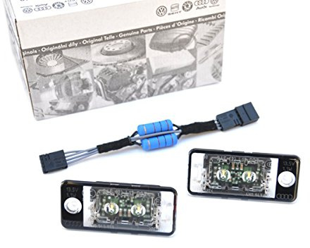 Original Audi LED Kennzeichenbeleuchtung inkl. Adapter S-Line Leuchten A4 S4 8E A6 S6 4F A8 Q7 4L LED Kennzeichenleuchten | Nachrüstung für Originale LED Kennzeichenleuchten mit Widerstandsadapter gegen Fehlermeldung plug in play verbaubar