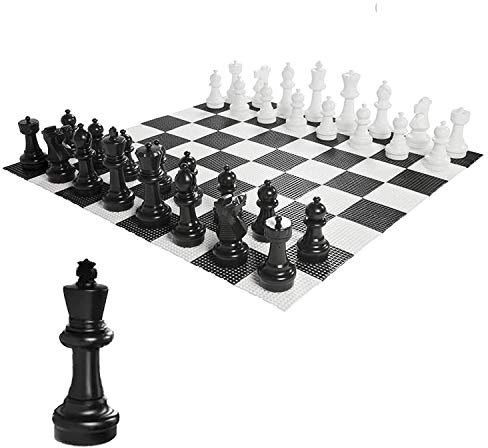 Uber Games GartenSchach Figuren und Brett, König 30cm hoch | Aus beständigem Kunststoff, Brett 140x140 cm
