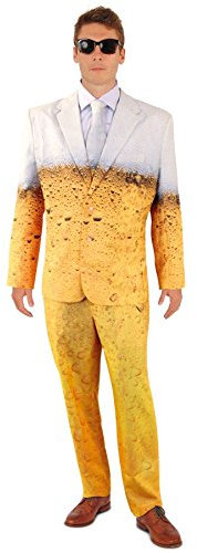 shoperama Lustiger Bier Anzug mit Krawatte Herren Kostüm Sakko Jackett Hose Karneval Party, Größe:58