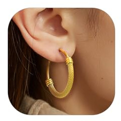 PROSTEEL Damen Creolen Ohrringe 18k vergoldet 40mm Runde Kreis Kreolen Hoop Earrings einzigartiges Ohrschmuck Accessoire für Cocktailparty Tanzball
