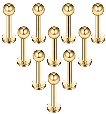 Briana Williams 10pcs 1.2mm 316L en acier inoxydable Piercing lèvre Labret anneau Tragus Helix Cartilage boucle d'oreille Stud Barbell