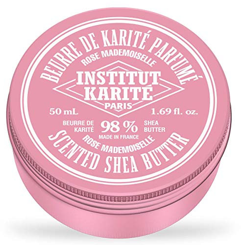 Institut Karité Paris – 98% Pur Beurre de Karité Rose Mademoiselle 50ml – Produit naturel pour cheveux, corps et visage – Pure Shea Butter for body, face and hair