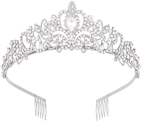 Vofler Kristall Tiara Krone silber Kopfschmuck für Damen kleine Mädchen Brautschmuck Prinzessin Geburtstag Hochzeit Festzug Abschlussball Party