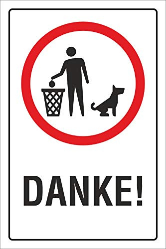 Schild Hundekot entfernen Hundeklo Hundehaufen Haufen Motiv 1 300 x 200 mm | 3 mm Alu-Verbund, wetterfester UV-Direktdruck, robust und langlebig, Made in Germany