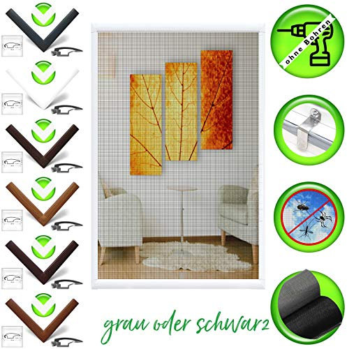 Horivert Insektenschutz Moskitonetzrahmen aus Aluminium Nuss wetterfestes Fliegengitter ohne Bohren und Schrauben als Selbstbausatz Mückenschutz für Fenster Mückennetz 50x110cm
