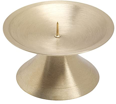 NKlaus Candelabro de Disco Ø9cm Candelabro de latón Dorado Mate Candelabro de Altar con pincho 10716