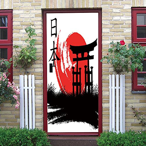 KGLGCY Türfolie Selbstklebend 3D Japan Türposter innentür selbstklebend türtapete türfolie 3D Dekoration Türsticker Türbild türtapeten mustertapete 90 x 200cm