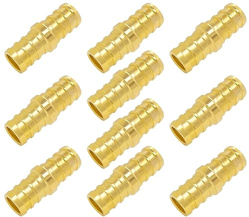 Hooshing 10PCS 1/2 Inch Straight Coupling PEX Fitting Soild Brass Barb Crimp For PEX Pipe Hose Fittings