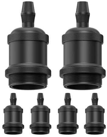 ledscom.de 6x E27 Fassung RETRA, schwarz, 230V AC, max. 60W