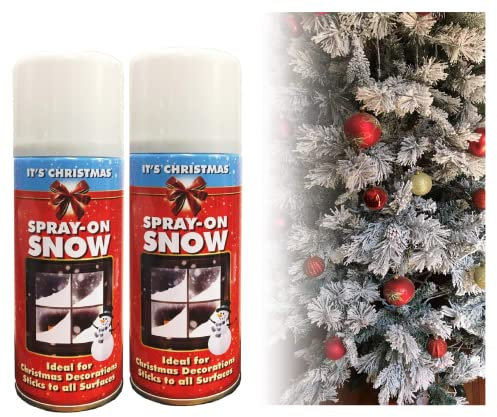 SKYTE® 2 x Christmas Snow Spray Cans Artificial Decoration For Real Snow Effect Tree Party Festive Xmas Window Flake Decoration Plant Stencils 200ml