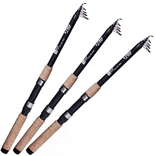 Zite Fishing Glasfaser Angelruten-Set | 2,70m 30-80g Teleskoprute Angeln | 3 Stück | Angelset auch für Anfänger & Kinder | Kork-Handgriff für zusätzlichen Komfort